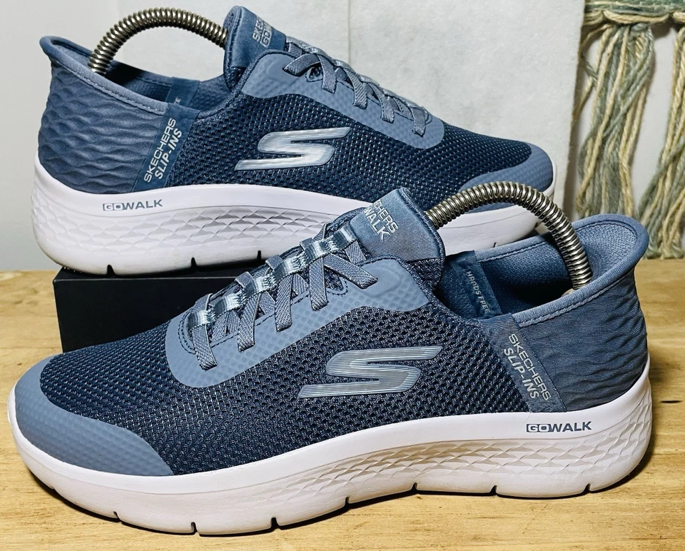 Skechers Go Walk Flex Grand Entry 鞋女式 8 码蓝色一脚蹬运动鞋 124836 — 第 1/4 张图片