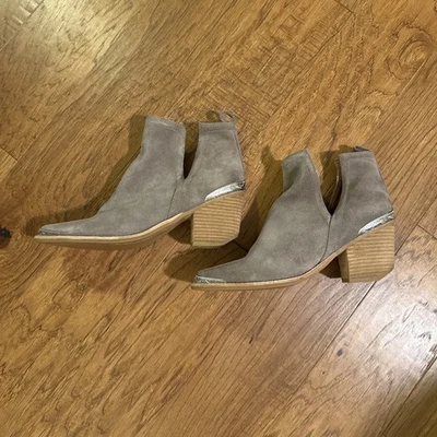 Jeffrey Campbell Women Cromwell Taupe Suede Leather Western Cut Out Bootie Sz 10 - Image 1 of 4