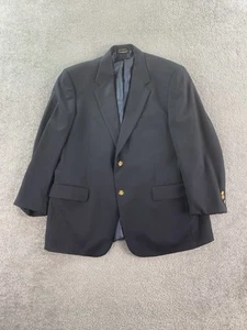 Stafford Blazer 46 R Blau Wolle Premium University Golden Button Executive Logo - Bild 1 von 23