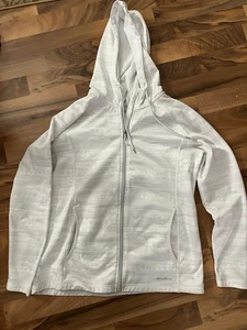 Eddie Bauer White Performance Stretch Full Zip Hoodie w Pockets Womens sz Large - Picture 1 of 5