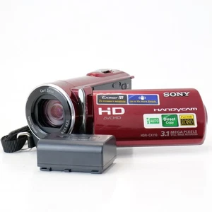 Sony Handycam HDR-CX110 Camcorder 25x Zoom HD Red Video Camera Tested Excellent - Picture 1 of 8