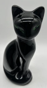 Statuina Vintage Halloween Gatto Nero Occhi Verdi MCM Ceramica 11” Made In Taiwan W4 - Foto 1 di 7