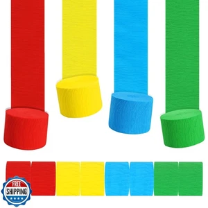 BEISHIDA 8 Rolls Crepe Paper Streamers 656ft Pack of Red Yellow Blue and Gree - Picture 1 of 5