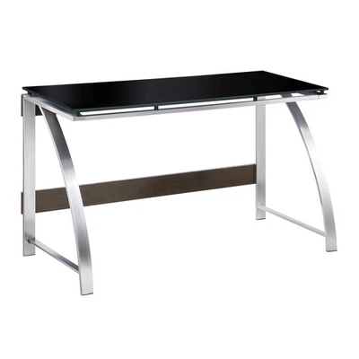 Modern Glass Top Writing Desk | Stainless Steel Frame - Image 1 of 4