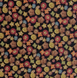 1/2 yd A YEAR TO CROW ABOUT Buttons Jacqueline Paton Red Rooster Fabric #23087 - Picture 1 of 2