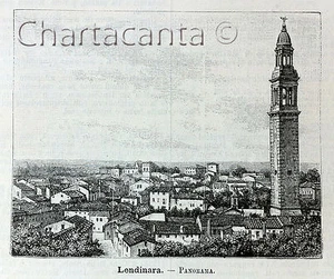 1891 Incisione VEDUTA LENDINARA ROVIGO - Foto 1 di 1