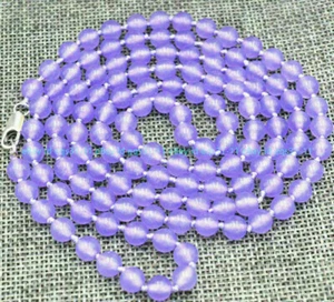 Genuine Natural 6mm Lavender Jade Round Beads Gemstone Necklace 36 Inches - Picture 1 of 12