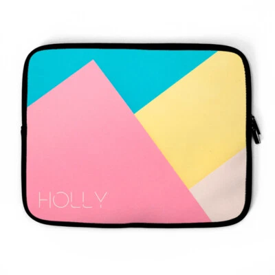 Multicolored Geometric Laptop Sleeve, personalised laptop case, Name Print - Image 1 of 4