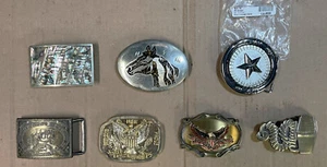 7 - VINTAGE BRASS & SILVER BELT BUCKLES – SOME NEW - Picture 1 of 7