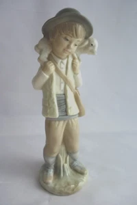 Lladro Nao China Figure of A Boy Carrying A Lamb On His Shoulders – 24cm High - Picture 1 of 9