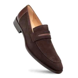 Mocassino Mezlan Scarpa Marrone Scamosciato Penny Slip On - Foto 1 di 2