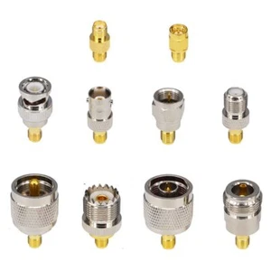 10PCS Kit Adaptateur SMA Femelle vers SMA/UHF/BNC/Type N/Type F Mâle Femelle ... - Photo 1/4