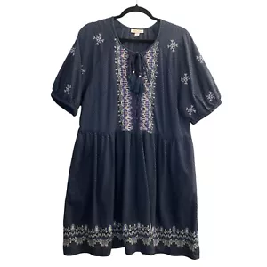 Abito donna babydoll KNOX ROSE taglia XXL blu ricamato boho casual 92-3 - Foto 1 di 8