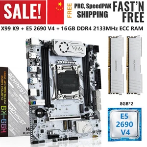 X99 K9 Motherboard Xeon E5 2690 V4 CPU LGA 2011-v3 16GB DDR4 2133MHz ECC RAM Kit - Picture 1 of 13