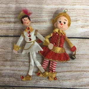 Adornos de Navidad Figuras De Colección Papel Maché Caras Pintadas Niño Niña Fieltro Japón - Imagen 1 de 6