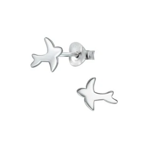 Solid 925 Sterling Silver Flying Bird Stud Earrings Modern Gift Women Girls - Picture 1 of 1