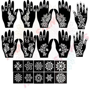 Conjunto de 20 plantillas redondas de tatuaje Indian Mehndi diseño Mehndi mujeres niñas - Imagen 1 de 3