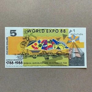 AUSTRALIAN: WORLD EXPO (1988) 5 DOLLAR NOTE Banknote Währung Ephemera Note - Bild 1 von 2