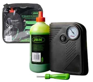 KIT COMPRESSORE ARIA E LIQUIDO SIGILLANTE RIPARA PNEUMATICI AUTO MOTO-JBM 54013 - Foto 1 di 7