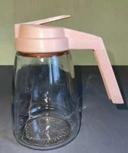 VINTAGE FEDERAL HOUSEWARES NIBOT CORP PEACH COLORED SYRUP DISPENSER GLASS - Picture 1 of 4