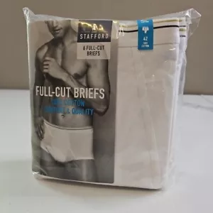 NEW Stafford Men's 6-pk. 100% Cotton Full-Cut White Briefs Classic Comfort - Picture 1 of 6
