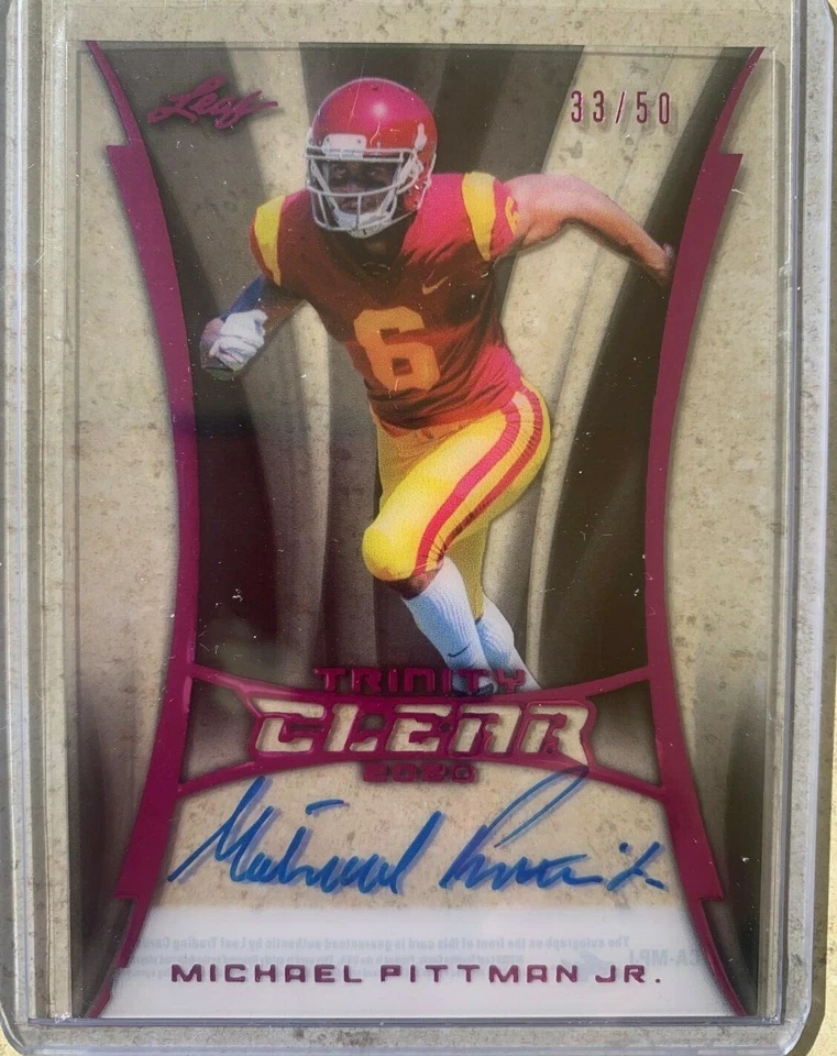 2020 Leaf Trinity "Clear PINK Rookie" MICHAEL PITTMAN JR Auto (ON CARD) 33/50 - Image 1 of 1