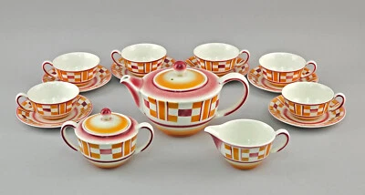 9445002 Teeservice f. 6 Personen Art deco Spritzdekor um 1930 - Bild 1 von 3