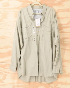 Columbia PFG Fishing L/S Button Down Shirt NWT! Mens 2XL Beige - Picture 1 of 15
