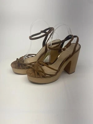 Sandalias de plataforma PAIGE Chelsey de gamuza con correa al tobillo talla 9,5 Foto 1 de 4