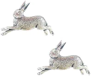 2 x Running Hare Handcrafted From English Pewter Pin Badges TSB-A2 - Picture 1 of 3