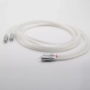 Coppia OCC Puro Rame Argento Placcato Filo HiFi Audio Interconnessione Cavo RCA - Foto 1 di 4