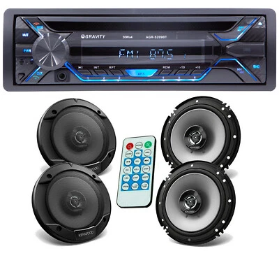 Reproductor de CD Gravity AGR-209BT con Bluetooth + 4 altavoces Kenwood KFC-1666S 6,5" Foto 1 de 4