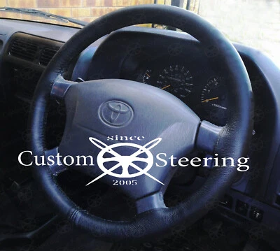 FOR TOYOTA 4RUNNER /HILUX SURF 84-96 TRUE LEATHER STEERING WHEEL COVER DOUBLE ST — 第 1/4 张图片