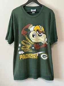 Vintage Green Bay Packers Taz 1998 Offense Defense Block Tackle T-Shirt Size XL - Bild 1 von 11