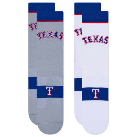 Texas Rangers Home Away Uniform Crew Socks Mens Large Fits Size 6-12 MLB Cover