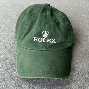 Rolex Vintage Hat Cotton Forest Green Cap White Logo Adjustable Strap