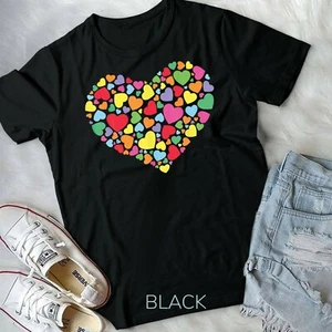 Hearts T Shirt Kids School Valentines Day Girls Boys T-Shirt Unisex T-shirt - Picture 1 of 11