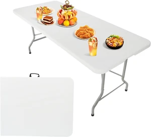 6FT Folding Tables Heavy Duty Camping Small Table with Carrying Handle Utility I - Picture 1 of 7