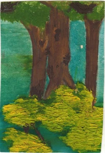 TREES AND FALLEN LEAVES drawing by Soviet artist - Picture 1 of 1