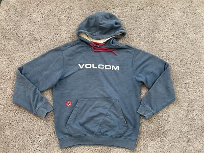 VOLCOM Hoodie Mens Small Sweatshirt Blue Logo Pullover Pocket - Image 1 of 4