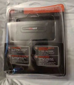 NIB GIGAWARE 26-160 4-Port USB 2.0 Desktop Hub Expandable - Afbeelding 1 van 2