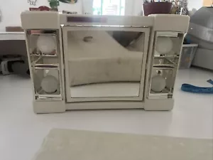 Vintage Antique Makeup Mirror Go Lightly Magnifying Lighted Vanity Dual Side 60s - Picture 1 of 9