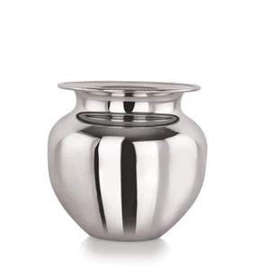 Stainless Steel Water Storage Pot Badhna Temple Daily Use Heavy Pooja Lota 600ML - Picture 1 of 4