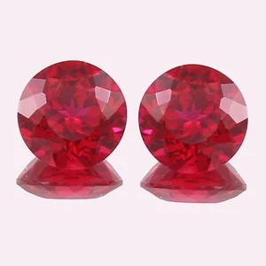 AAA Natural Red Mozambique Ruby Loose Round Cut Gemstone Matching Pair 8x8 MM - Picture 1 of 6