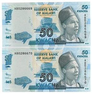 Malawi ... P-58 ... 50 Kwacha ... 2012 ... *UNC* ... Consecutive notes. - Picture 1 of 2