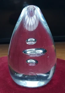 VTG Wedgewood Clear Glass Controlled Bubble Teardrop Paperweight 4" Incredible!! - Picture 1 of 21