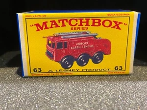 Matchbox Lesney No 63 Fire Crash Tender Empty Repro E style Box - Picture 1 of 1