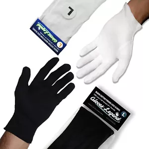 Size Large - Gloves Legend Black and White Cotton Gloves - 100% Cotton Gloves - Picture 1 of 19