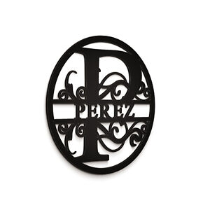 Personalized Circle Monogrammed Family Name Sign Aluminum Metal Art Wall Decor