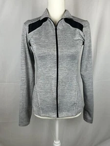 Womens Sweatshirt CHAMPION Full Zip Gray Black Vents Thumb Holes Size X Small - Picture 1 of 8